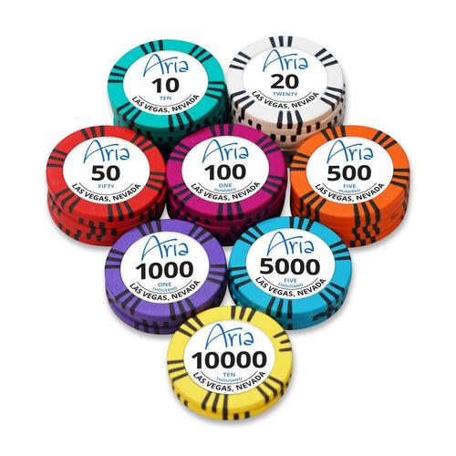 Aria Vegas Poker Chips Set - TS, 300 And 500 Pieces, Clay, 40 MM, 14g
