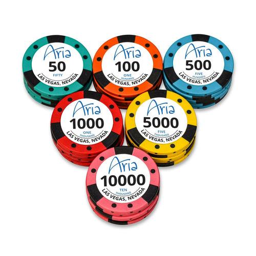 Aria Vegas Poker Chips Set - NH, 300 And 500 Pieces, Clay, 40 MM, 14g