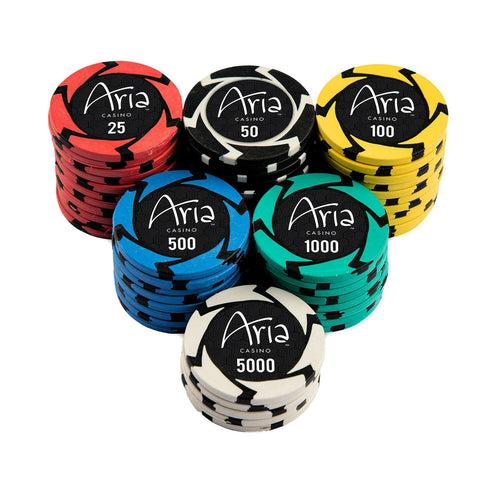 Aria Casino Poker Chips Set - EPT, 300 And 500 Pieces, Clay, 40 MM, 14g