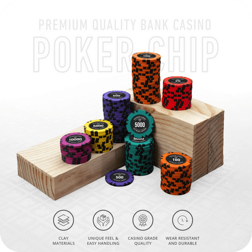 Bank Casino Poker Chipset - GR, 300 And 500 Pieces, Clay, 40 MM, 14g