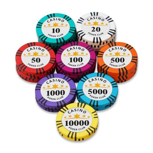 Casino Club Poker Chips Set - TS, 300 And 500 Pieces, Clay, 40 MM, 14g