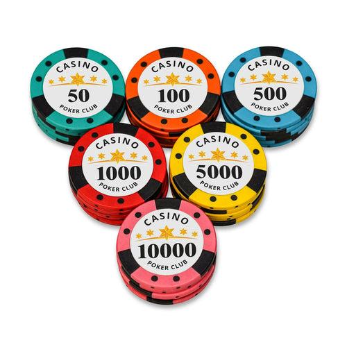 Casino Club Poker Chips Set - NH, 300 And 500 Pieces, Clay, 40 MM, 14g