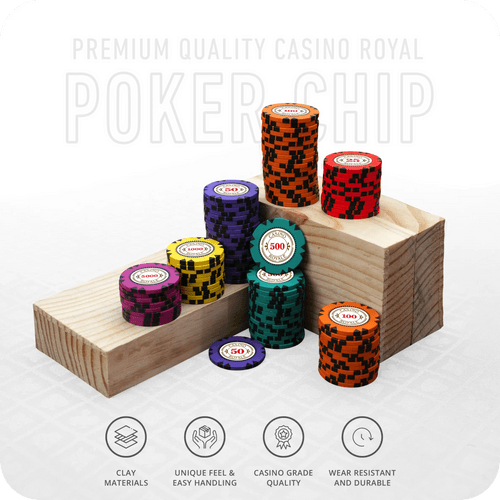 Casino Royale Poker Chips Set - GR, 300 And 500 Pieces, Clay, 40 MM, 14g