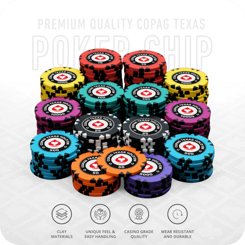 Copag Texas Poker Chips Set - GR, 300 And 500 Pieces, Clay, 40 MM, 14g
