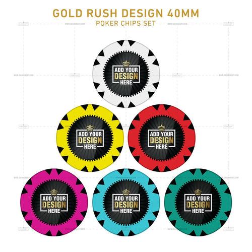 Customisable Casino Poker Chips, Gold Rush Design 40 MM