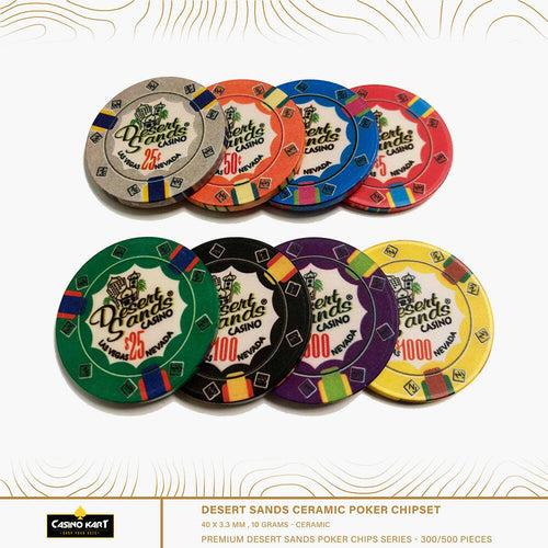 Desert Sands Poker Chips Set - 300 & 500 Pieces, Ceramic, 40 MM, 12g