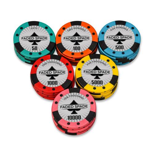 Faded Spade Poker Chips Set - NH, 300 And 500 Pieces, Clay, 40 MM, 14g