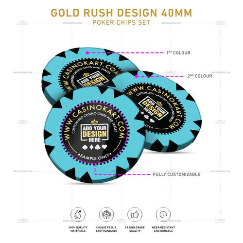 Customisable Casino Poker Chips, Gold Rush Design 40 MM