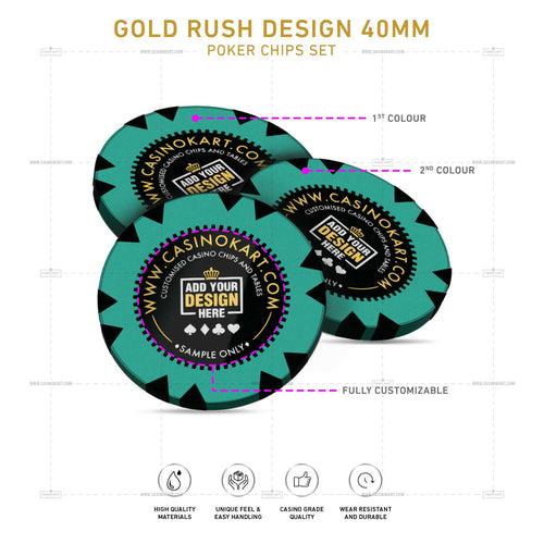 Customisable Casino Poker Chips, Gold Rush Design 40 MM