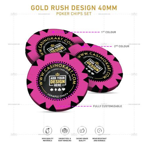 Customisable Casino Poker Chips, Gold Rush Design 40 MM