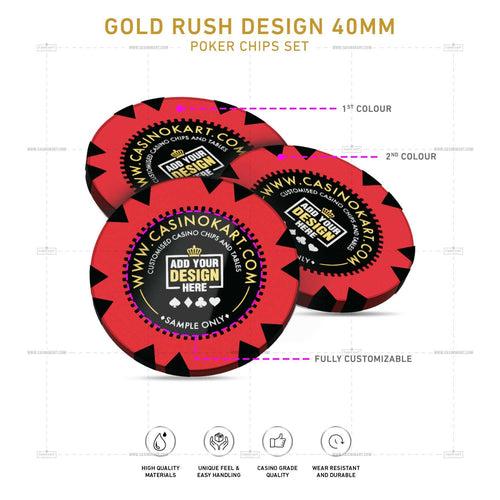 Customisable Casino Poker Chips, Gold Rush Design 40 MM
