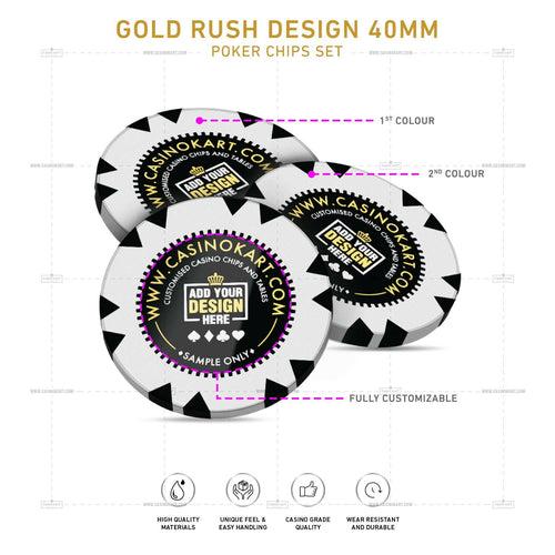 Customisable Casino Poker Chips, Gold Rush Design 40 MM