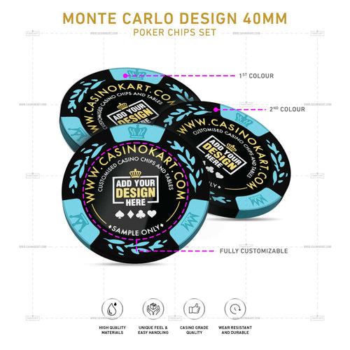 Customisable Casino Poker Chips, Monte Carlo Design 40 MM