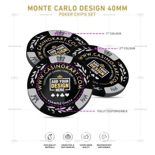 Customisable Casino Poker Chips, Monte Carlo Design 40 MM