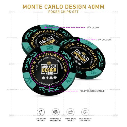 Customisable Casino Poker Chips, Monte Carlo Design 40 MM