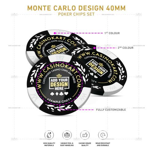 Customisable Casino Poker Chips, Monte Carlo Design 40 MM