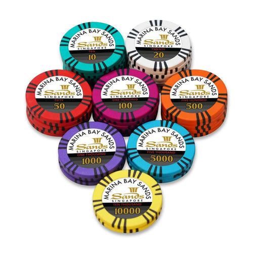 Sands Casino Poker Chips Set - TS, 300 And 500 Pieces, Clay, 40 MM, 14g