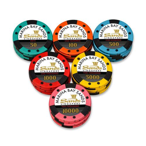 Sands Casino Poker Chips Set - NH, 300 And 500 Pieces, Clay, 40 MM, 14g