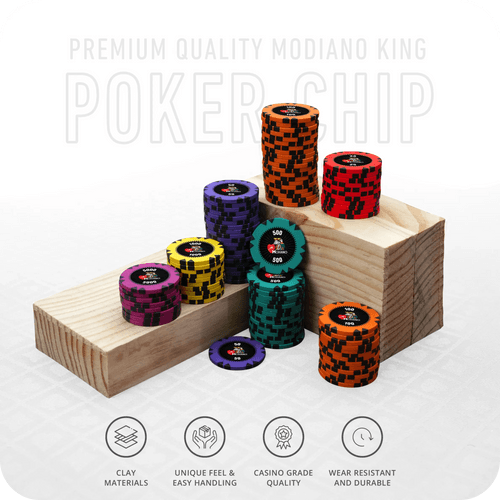 Modiano King Poker Chips Set - GR, 300 And 500 Pieces, Clay, 40 MM, 14g