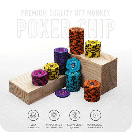 NFT Monkey Poker Chips Set - GR, 300 And 500 Pieces, Clay, 40 MM, 14g