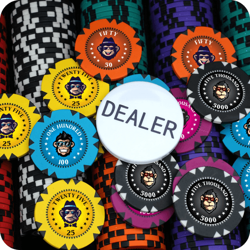 NFT Monkey Poker Chips Set - GR, 300 And 500 Pieces, Clay, 40 MM, 14g