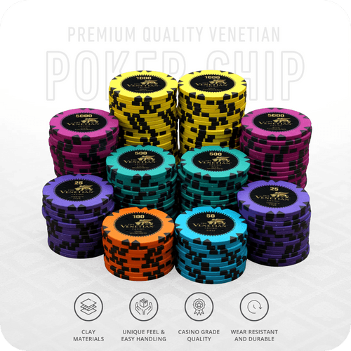 Venetian Casino Poker Chips Set - GR, 300 And 500 Pieces, Clay, 40 MM, 14g