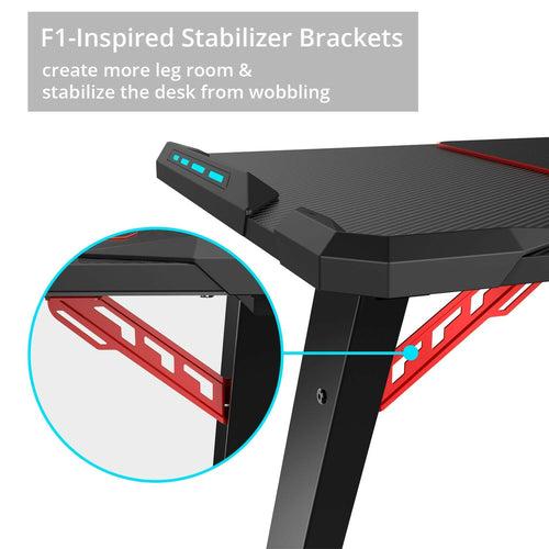 Eureka Ergonomic Gaming Table- Z Shaped, 60 Inches, RGB Lights