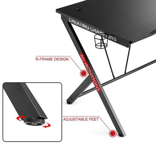 Mr IRONSTONE Gaming Desk - 63 Inches, R Shaped, Black