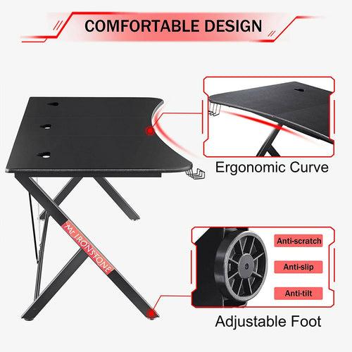 Mr IRONSTONE Large Gaming Office Desk- 63 Inches, R Shaped, Black