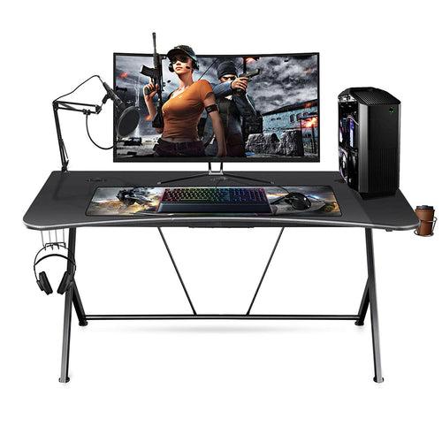 Mr IRONSTONE Large Gaming Office Desk- 63 Inches, R Shaped, Black