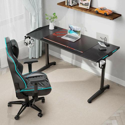 Eureka Ergonomic i-Series Gaming Table- 55 Inches, RGB LED Lights, Black