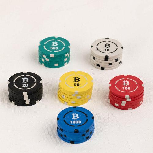 Crypto BTC Poker Chips Set - LD, 300 & 500 Pieces, Clay , 40 MM, 12g