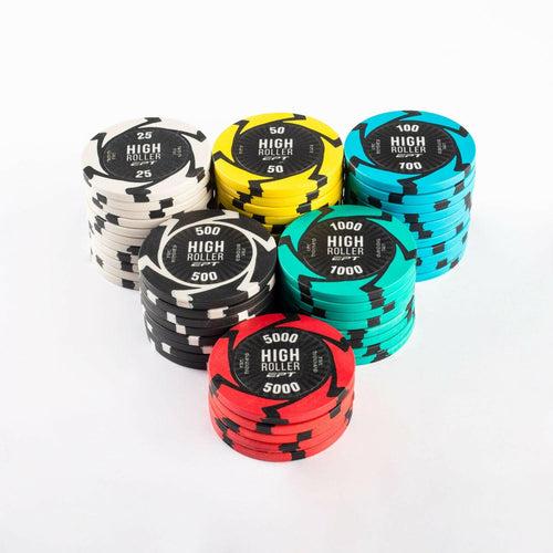 High Roller Poker Chips Set - EPT, 300 And 500 Pieces, Clay, 40 MM, 14g