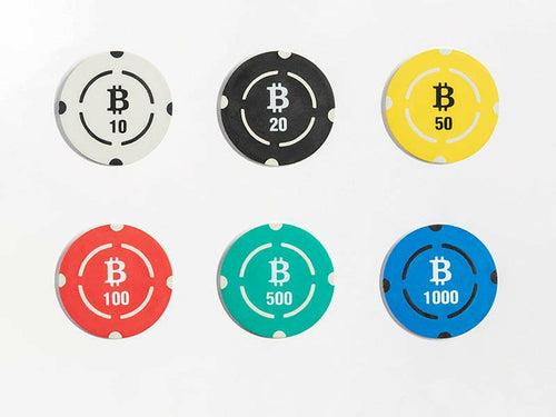 Crypto BTC Poker Chips Set - LD, 300 & 500 Pieces, Clay , 40 MM, 12g