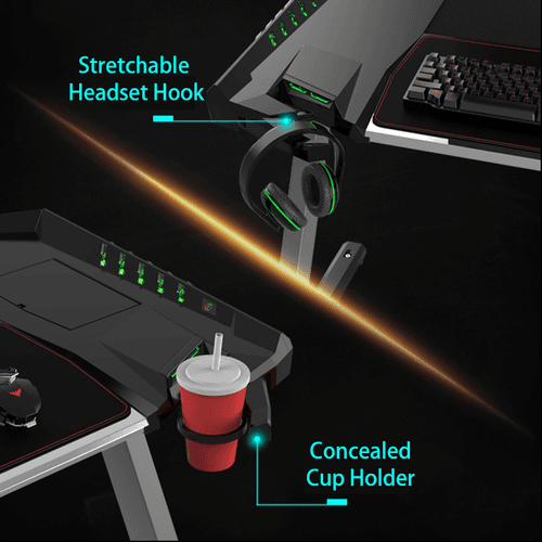 Eureka Ergonomic Gaming Table- Z2, Z Shaped, 50 Inches, RGB LED Light