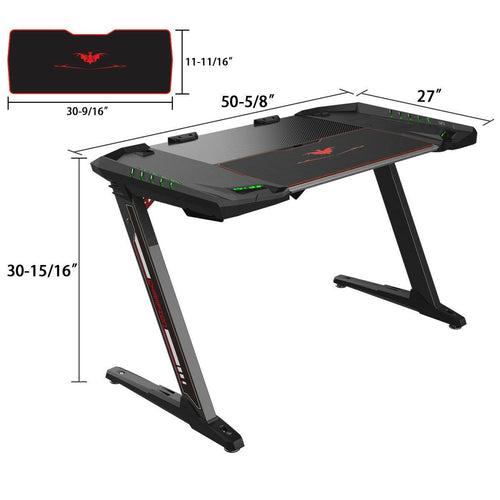 Eureka Ergonomic Gaming Table- Z2, Z Shaped, 50 Inches, RGB LED Light