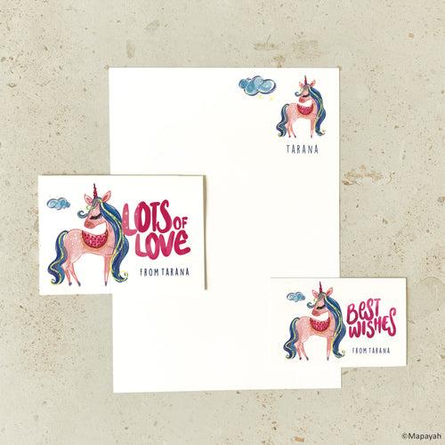 KIT - Unicorn : Personalised Stationery Set by Mapayah