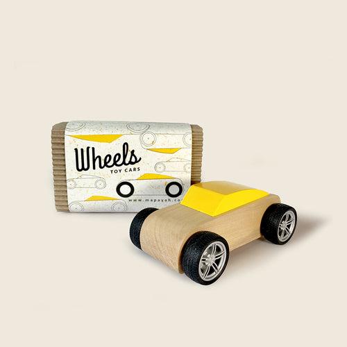 WHEELS - Race Yellow : Lightweight Kids Wooden Toy Car by MAPAYAH