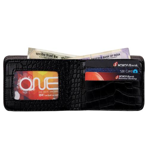 Personalised Black Vegan Exotic Leather Mens Wallet