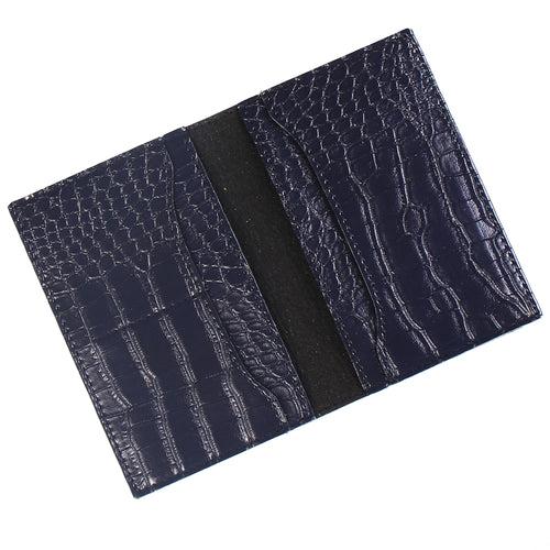 Midnight Blue Vegan Executive Leather Passport Wallet
