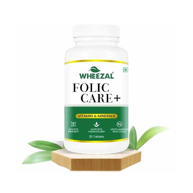 Wheezal Folic Care+ (Folic Acid) Tablets with Vitamin C, Iron and Zinc