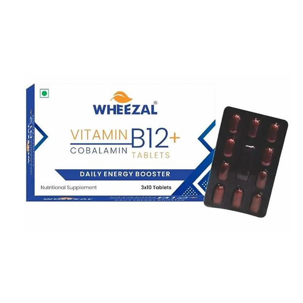 Wheezal Vitamin B12+ Cobalamin Tablets for Energy & Nerve Health