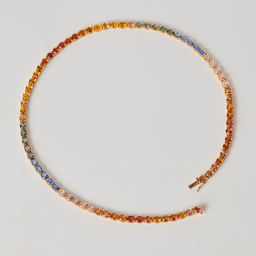 Rainbow Sapphire Tennis Necklace