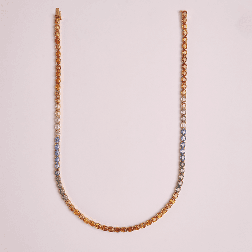 Rainbow Sapphire Tennis Necklace