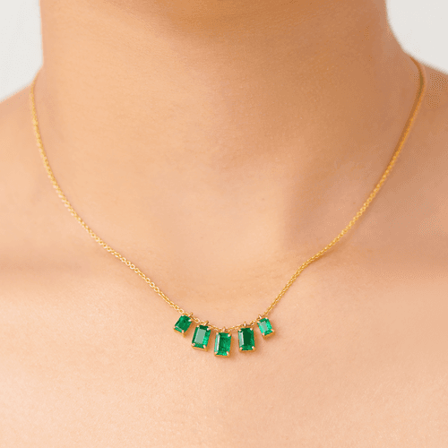 Emerald Fringe Bar Necklace