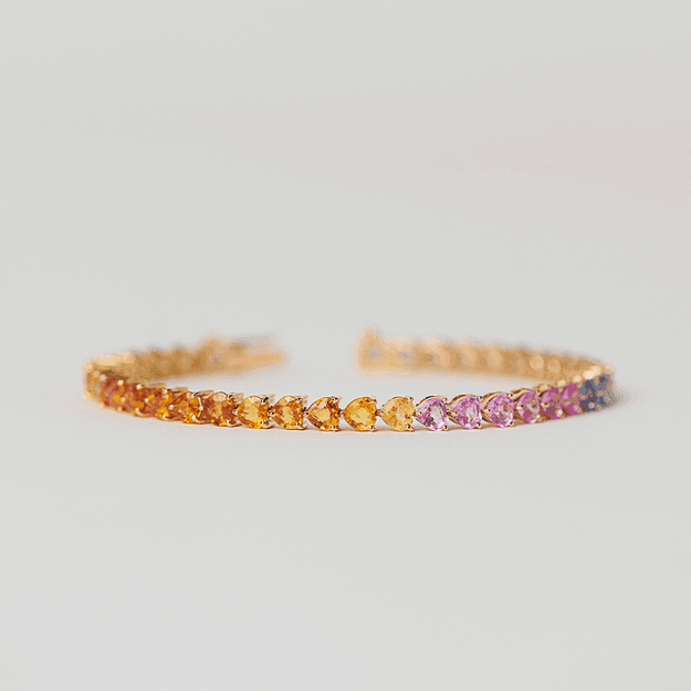 Rainbow Bracelet in Heart Sapphires