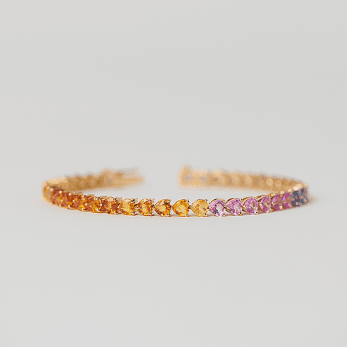 Rainbow Bracelet in Heart Sapphires