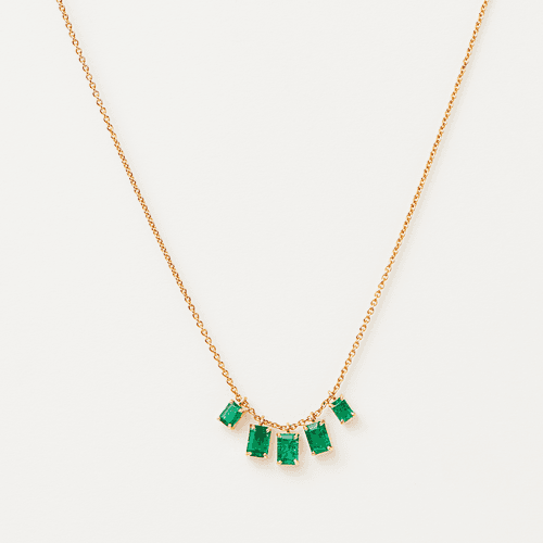 Emerald Fringe Bar Necklace