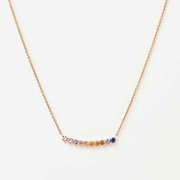 Curved Bar Necklace in Rainbow Sapphires