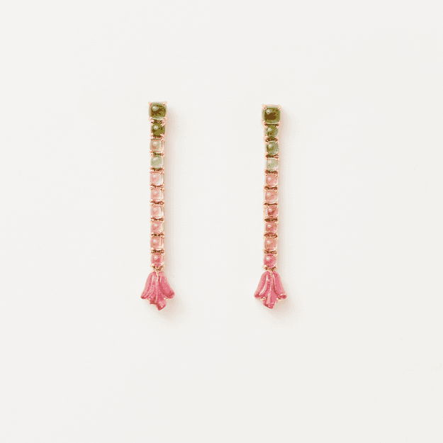 Ombre Tourmaline Flower Earrings